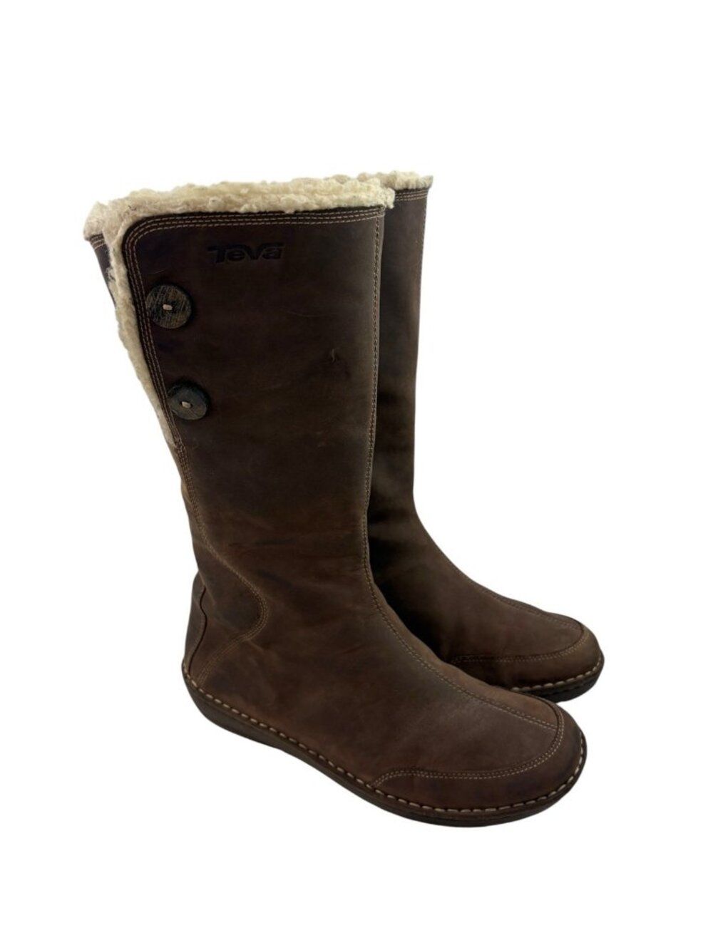 -Teva Tonalea Waterproof Leather Boot Womens Size 9 Brown Faux Fur Zip Up Winter - Picture 10 of 16